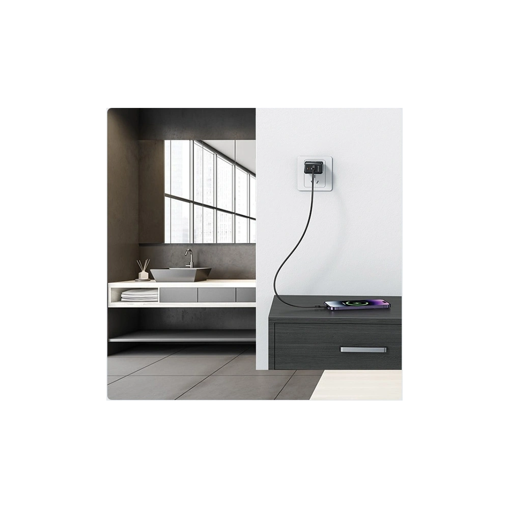 Hurtownia GSM - Încărcător de rețea USAMS CC178TC01 1xUSB-C + 1xUSB-A 45W GaN PD + QC Încărcare rapidă negru/black - USA1002 - {ean13} - Hurt