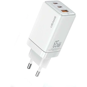 Hurtownia GSM - Síťová nabíječka USAMS CC180TC02 2xUSB-C+1xUSB-A 65W GaN PD+QC rychlé nabíjení bílá/white Sandru Series - USA1003 - {ean13} - Hurt