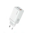 Ładowarka sieciowa USAMS CC180TC02 2xUSB-C+1xUSB-A 65W GaN PD+QC Fast Charging biały/white Sandru Series