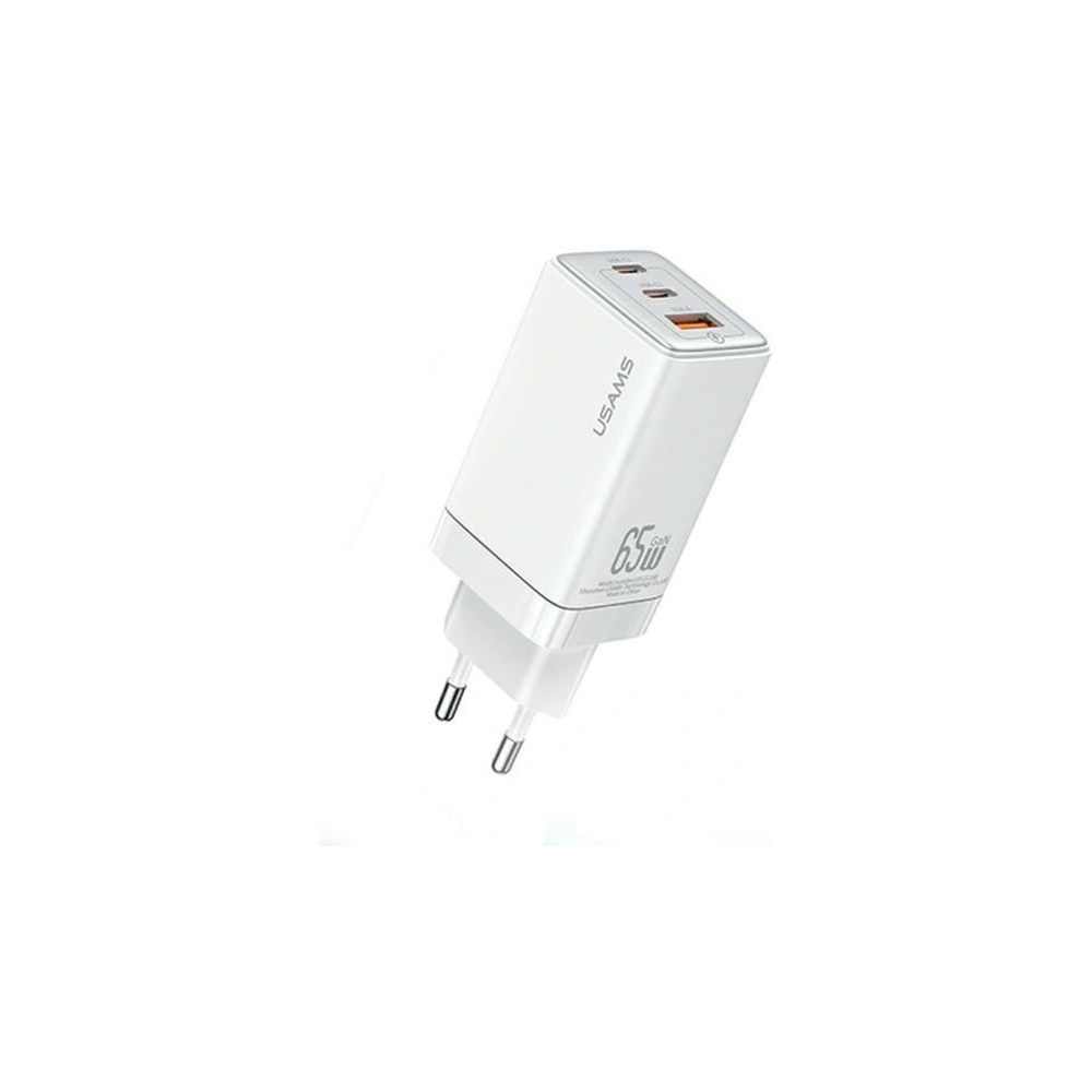 Hurtownia GSM - USAMS CC180TC02 Netzteil 2xUSB-C + 1xUSB-A 65W GaN PD + QC Schnellladung weiß/Sandru-Serie - USA1003 - {ean13} - Hurt