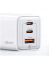 Hurtownia GSM - USAMS CC180TC02 Netzteil 2xUSB-C + 1xUSB-A 65W GaN PD + QC Schnellladung weiß/Sandru-Serie - USA1003 - {ean13} - Hurt