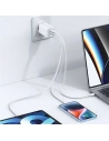 Hurtownia GSM - USAMS CC180TC02 Netzteil 2xUSB-C + 1xUSB-A 65W GaN PD + QC Schnellladung weiß/Sandru-Serie - USA1003 - {ean13} - Hurt