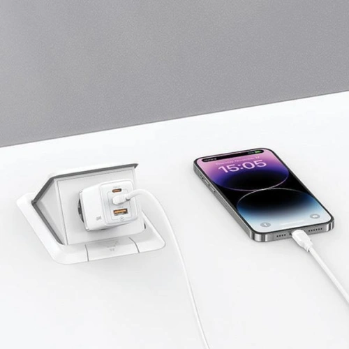 Ładowarka sieciowa USAMS CC180TC03 2xUSB-C+1xUSB-A 65W GaN PD+QC Fast Charging fioletowy/gradient purple Sandru Series
