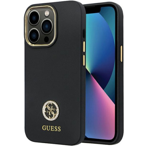 Guess Distributor - 3666339148423 - GUE2781 - Guess GUHCP13LM4DGPK Apple iPhone 13/13 Pro hardcase Silicone Logo Strass 4G black - B2B homescreen