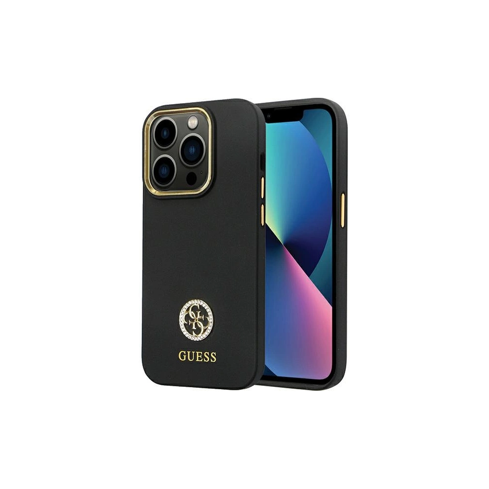 Hurtownia GSM - Case Guess GUHCP14LM4DGPK Apple iPhone 14 Pro Hardcase Silikon Logo Strass 4G schwarz/black - GUE2783 - {ean13} - Hurt