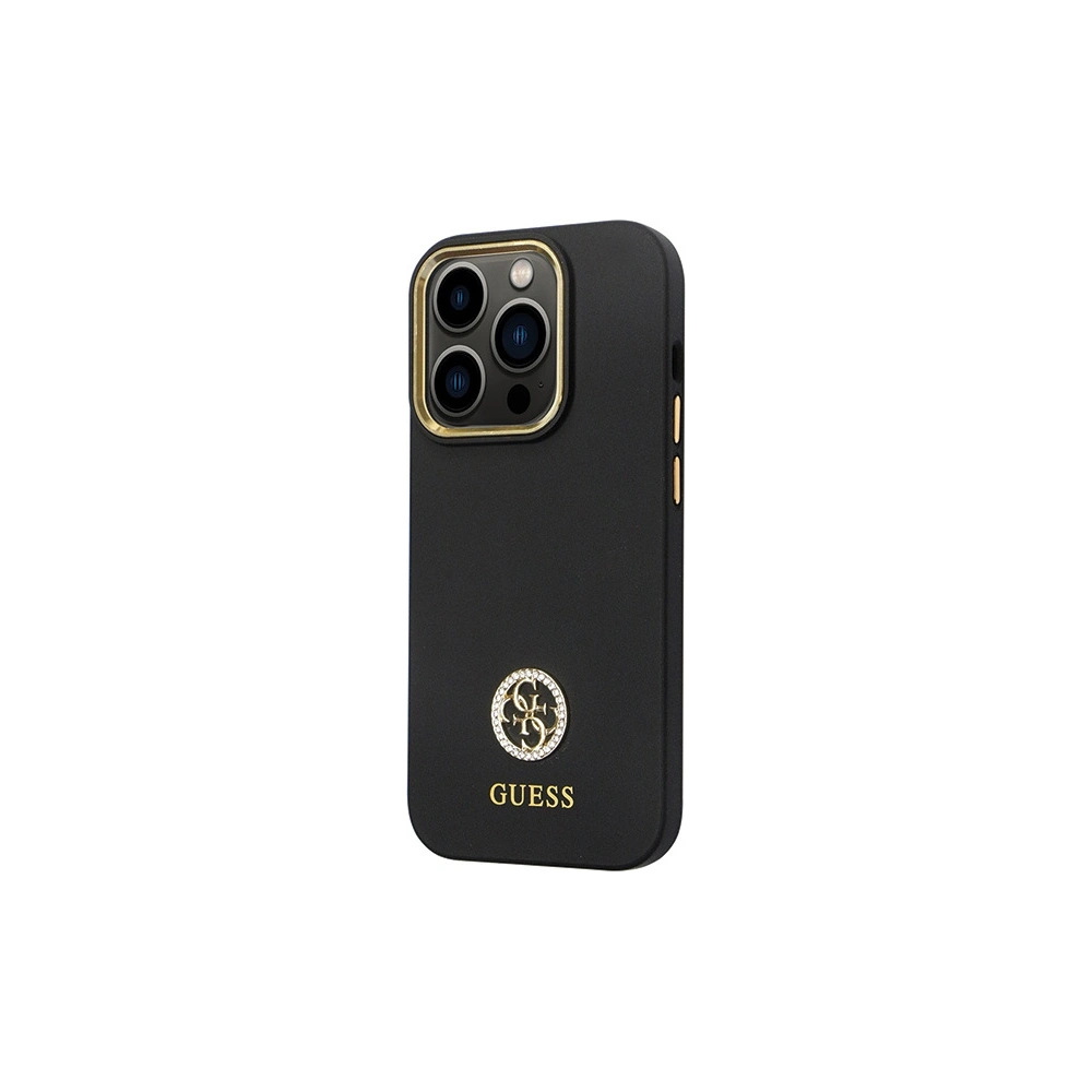 Hurtownia GSM - Case Guess GUHCP14LM4DGPK Apple iPhone 14 Pro Hardcase Silikon Logo Strass 4G schwarz/black - GUE2783 - {ean13} - Hurt