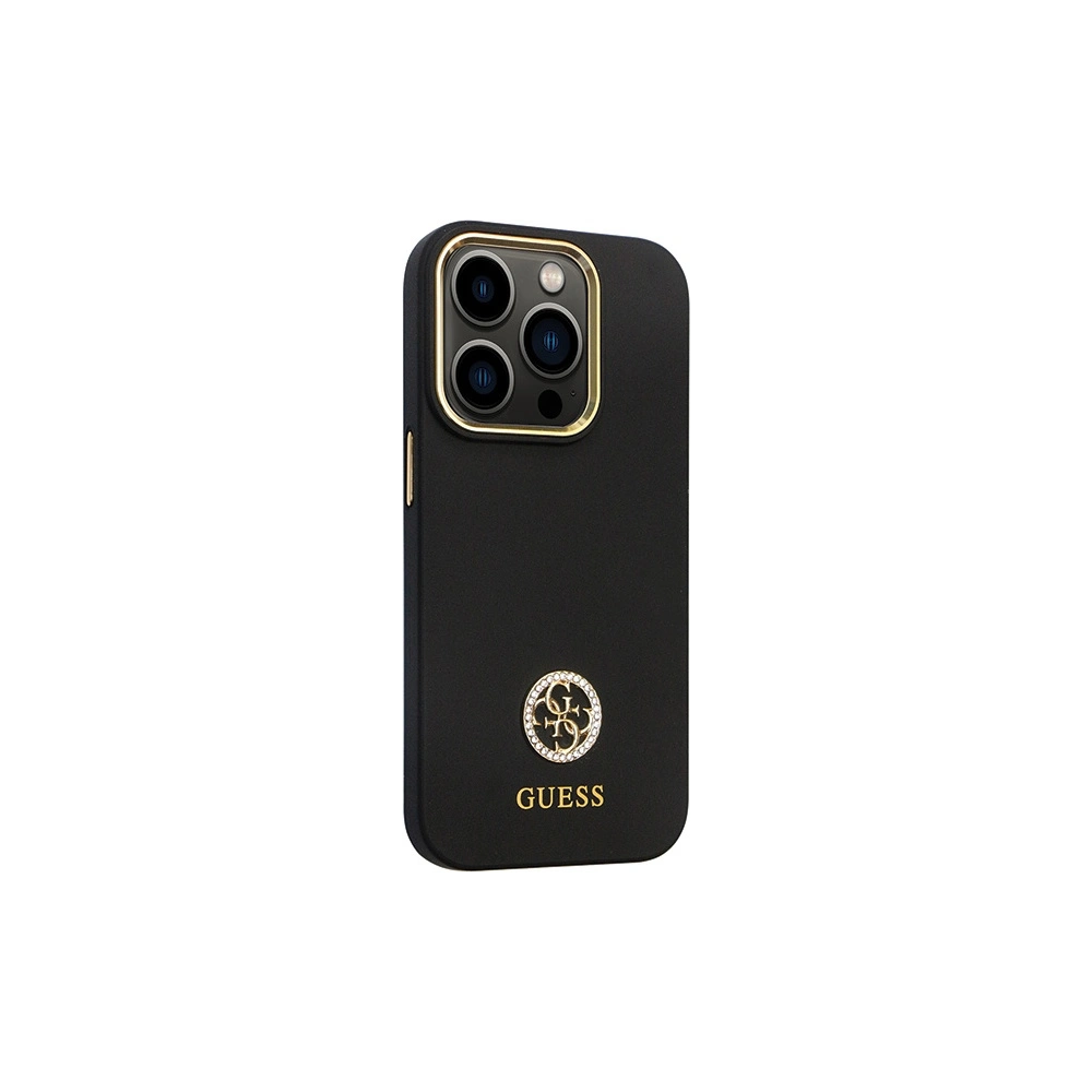 Hurtownia GSM - Case Guess GUHCP14LM4DGPK Apple iPhone 14 Pro Hardcase Silikon Logo Strass 4G schwarz/black - GUE2783 - {ean13} - Hurt