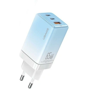 Hurtownia GSM - Síťová nabíječka USAMS CC180TC04 2xUSB-C+1xUSB-A 65W GaN PD+QC rychlé nabíjení Sandru Series (US-CC180) modrá/gradient modrá - USA1005 - {ean13} - Hurt