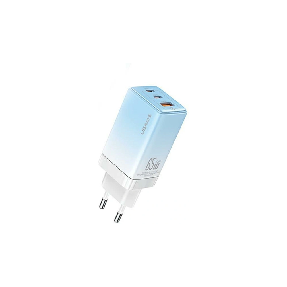 Wholesale USAMS CC180TC04 wall charger 2xUSB-C+1xUSB-A 65W GaN PD+QC Fast Charging Sandru Series gradient blue (US-CC180) - USA1005 - {ean13} - Hurt