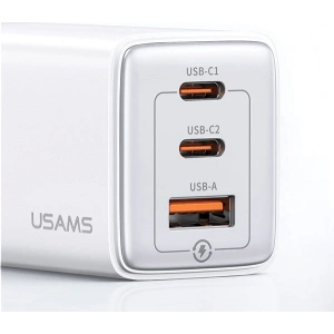 Hurtownia GSM - Síťová nabíječka USAMS CC180TC04 2xUSB-C+1xUSB-A 65W GaN PD+QC rychlé nabíjení Sandru Series (US-CC180) modrá/gradient modrá - USA1005 - {ean13} - Hurt