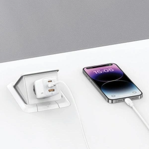 Hurtownia GSM - Síťová nabíječka USAMS CC180TC04 2xUSB-C+1xUSB-A 65W GaN PD+QC rychlé nabíjení Sandru Series (US-CC180) modrá/gradient modrá - USA1005 - {ean13} - Hurt