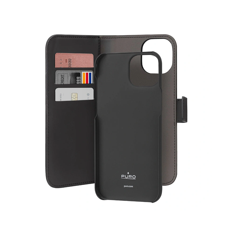 Hurtownia GSM - Case PURO Wallet Detachable 2w1 Apple iPhone 15 (schwarz) - PUR732 - {ean13} - Hurt