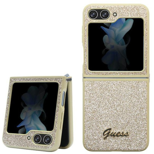 Guess Distributor - 3666339173975 - GUE2785 - Guess GUHCZF5HGGSHD Samsung Galaxy Z Flip 5 hardcase Glitter Script gold - B2B homescreen