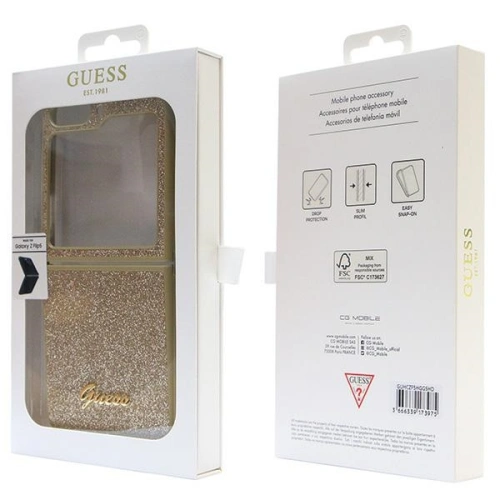 Etui Guess GUHCZF5HGGSHD Samsung Galaxy Z Flip 5 hardcase Glitter Script złoty/gold