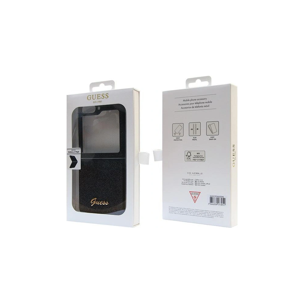 Hurtownia GSM - Etui Guess GUHCZF5HGGSHK Samsung Galaxy Z Flip 5 hardcase Glitter Script negru/black - GUE2786 - {ean13} - Hurt