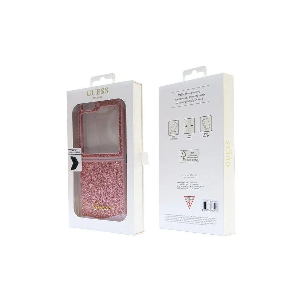 Hurtownia GSM - Etui Guess GUHCZF5HGGSHP Samsung Galaxy Z Flip 5 hardcase Glitter Script růžový/pink - GUE2787 - {ean13} - Hurt