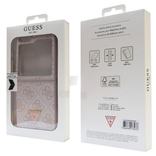 Etui Guess GUHCZF5P4TDPP Samsung Galaxy Z Flip 5 hardcase Leather 4G Triangle Strass różowy/pink