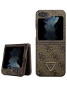 Case Guess GUHCZF5P4TDPW Samsung Galaxy Z Flip 5 Hardcase Leder 4G Dreieck Strass braun/brown