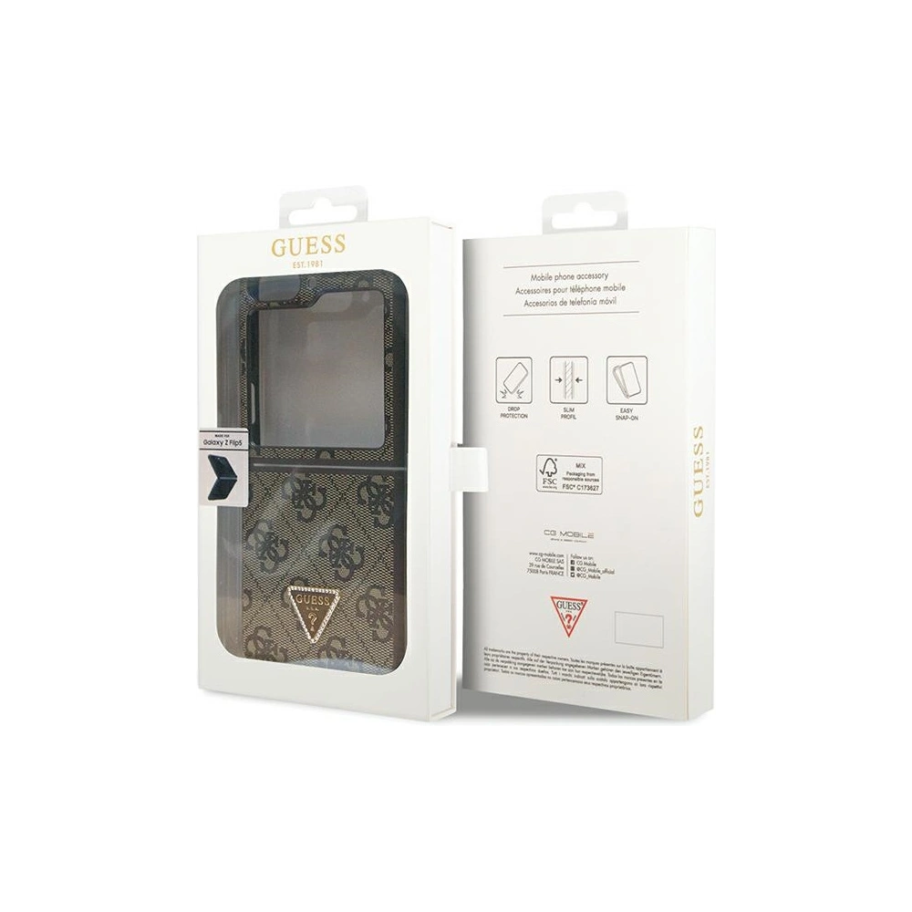 Hurtownia GSM - Case Guess GUHCZF5P4TDPW Samsung Galaxy Z Flip 5 Hardcase Leder 4G Dreieck Strass braun/brown - GUE2790 - {ean13} - Hurt