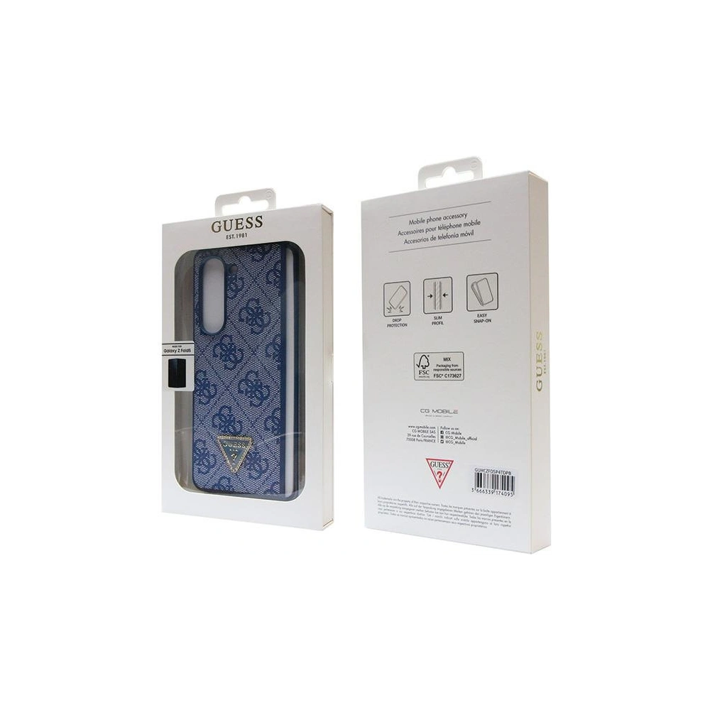Wholesale Guess GUHCZFD5P4TDPB Samsung Galaxy Z Fold 5 hardcase Leather 4G Triangle Strass blue - GUE2794 - {ean13} - Hurt