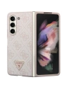 Guess GUHCZFD5P4TDPP Samsung Galaxy Z Fold 5 hardcase Leather 4G Triangle Strass pink