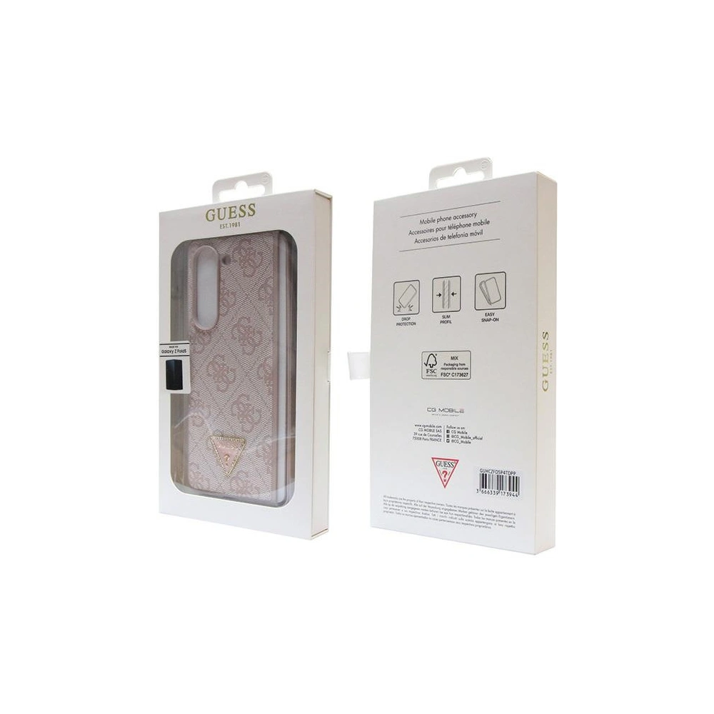 Hurtownia GSM - Etui Guess GUHCZFD5P4TDPP Samsung Galaxy Z Fold 5 kemény tok Bőr 4G Háromszög Strassz rózsaszín/pink - GUE2796 - {ean13} - Hurt