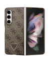 Guess GUHCZFD5P4TDPW Samsung Galaxy Z Fold 5 hardcase Leather 4G Triangle Strass brown