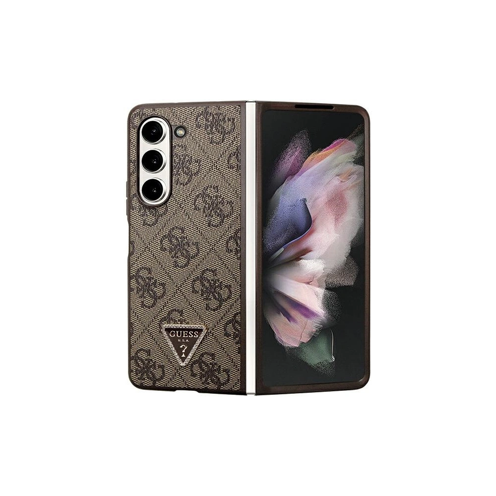 Hurtownia GSM - Etui Guess GUHCZFD5P4TDPW Samsung Galaxy Z Fold 5 hardcase din piele 4G Triangle Strass maro/brown - GUE2797 - {ean13} - Hurt