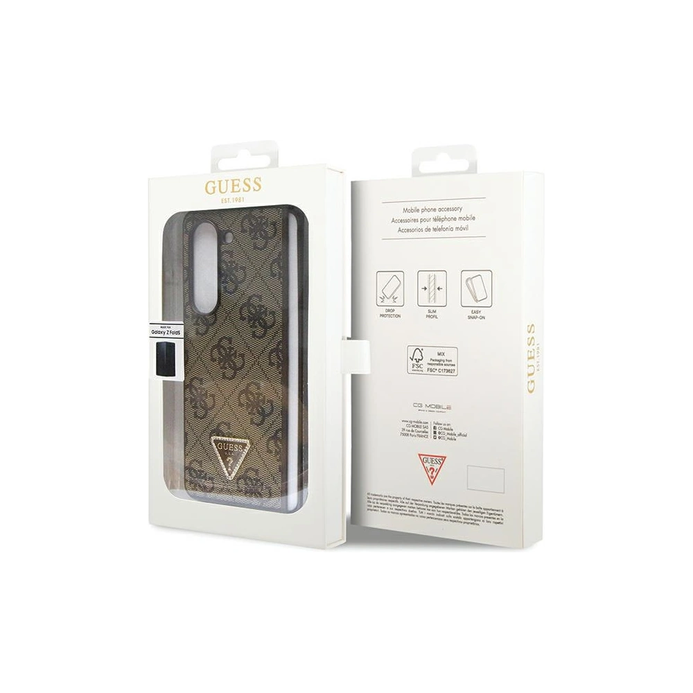 Hurtownia GSM - Etui Guess GUHCZFD5P4TDPW Samsung Galaxy Z Fold 5 hardcase din piele 4G Triangle Strass maro/brown - GUE2797 - {ean13} - Hurt