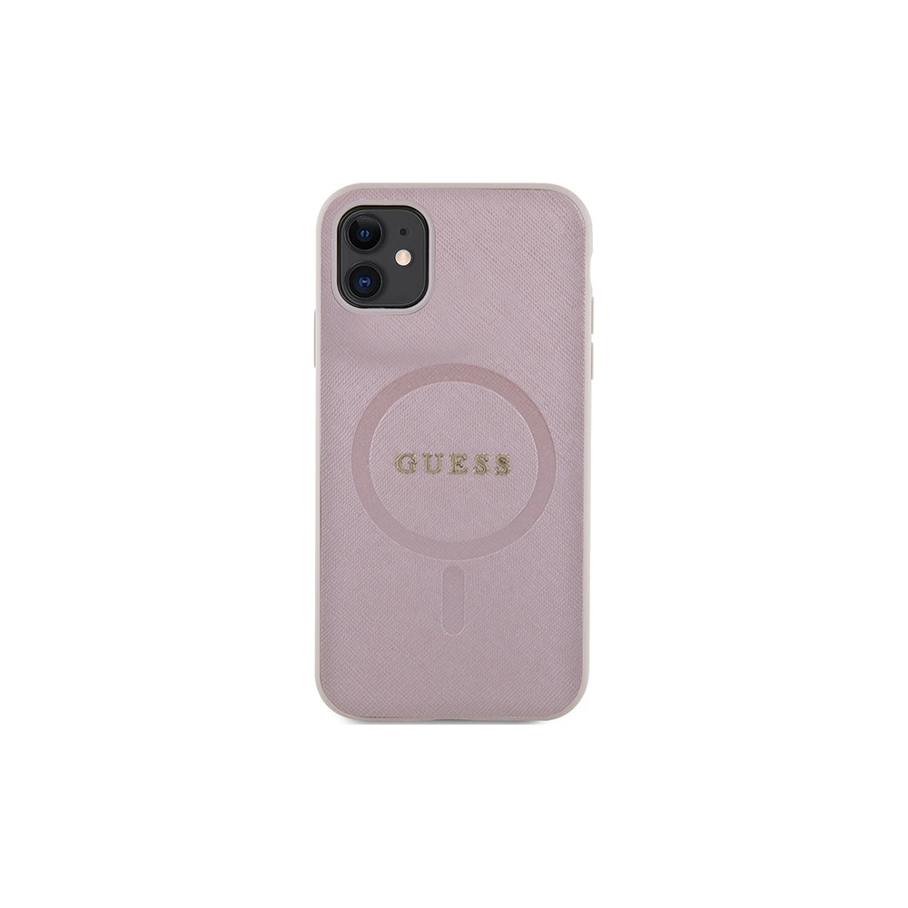 Etui Guess GUHMN61PSAHMCP Apple iPhone 11/XR kemény hátlap Saffiano MagSafe rózsaszín/pink