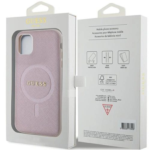 Etui Guess GUHMN61PSAHMCP Apple iPhone 11/XR hardcase Saffiano MagSafe różowy/pink