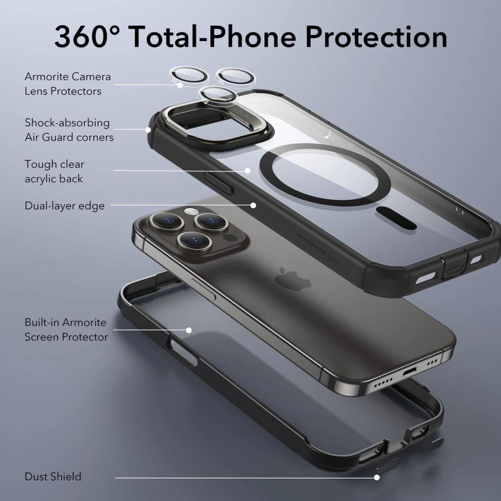 Hurtownia GSM - Etui ESR Armor Tough Kickstand Halolock Magsafe Apple iPhone 15 Pro Max čiré/černé - ESR673 - {ean13} - Hurt