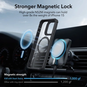Wholesale ESR Armor Tough Kickstand Halolock Magsafe Apple iPhone 15 Pro Max clear/black - ESR673 - {ean13} - Hurt