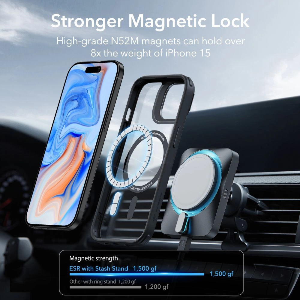 Hurtownia GSM - Etui ESR Classic Kickstand Halolock Magsafe Apple iPhone 15 clar/negru - ESR679 - {ean13} - Hurt