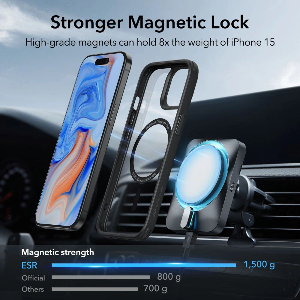 Hurtownia GSM - Etui ESR Classic Hybrid HaloLock Magsafe Apple iPhone 15 Átlátszó/fekete - ESR687 - {ean13} - Hurt