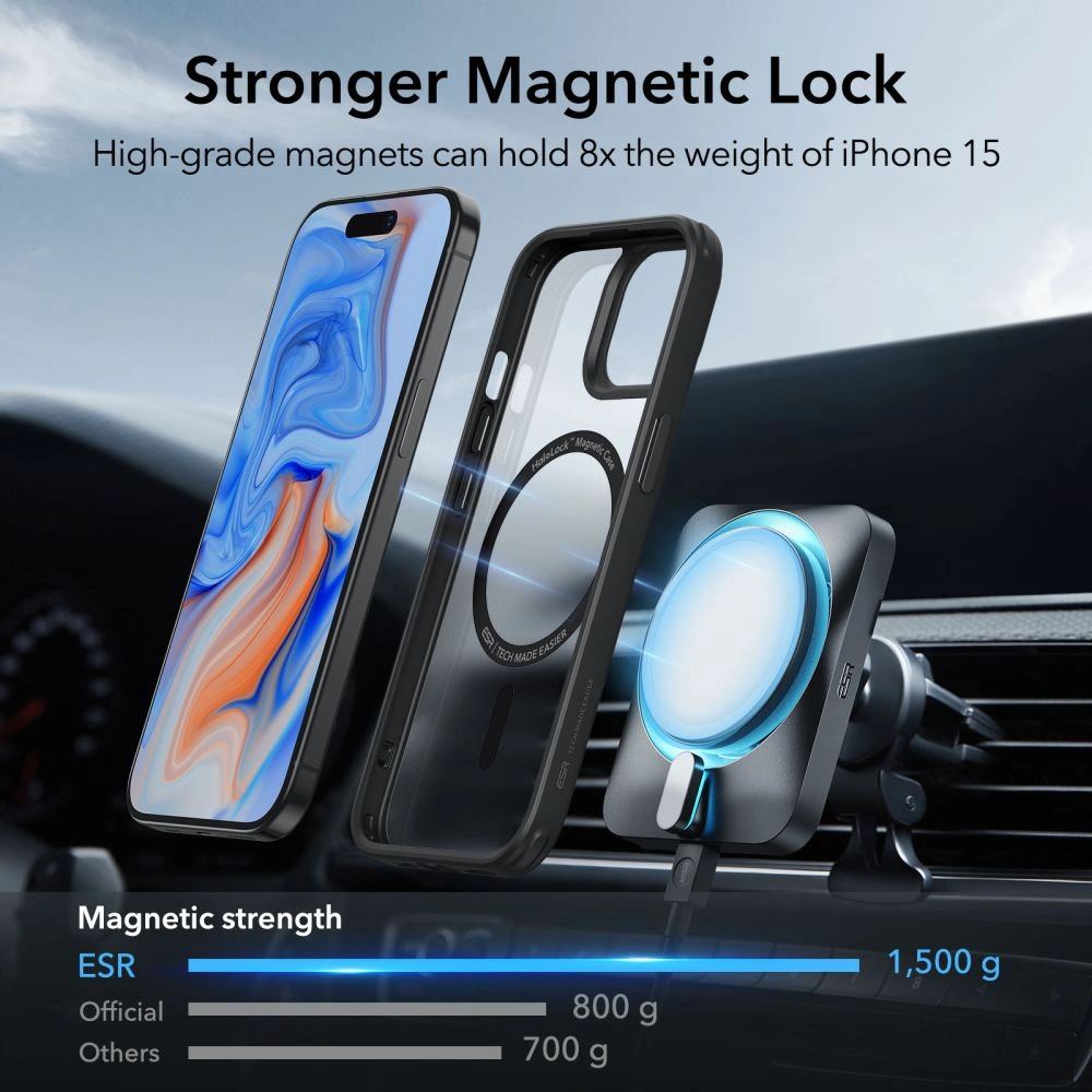 Hurtownia GSM - Etui ESR Classic Hybrid HaloLock Magsafe Apple iPhone 15 Negru Înghețat - ESR688 - {ean13} - Hurt