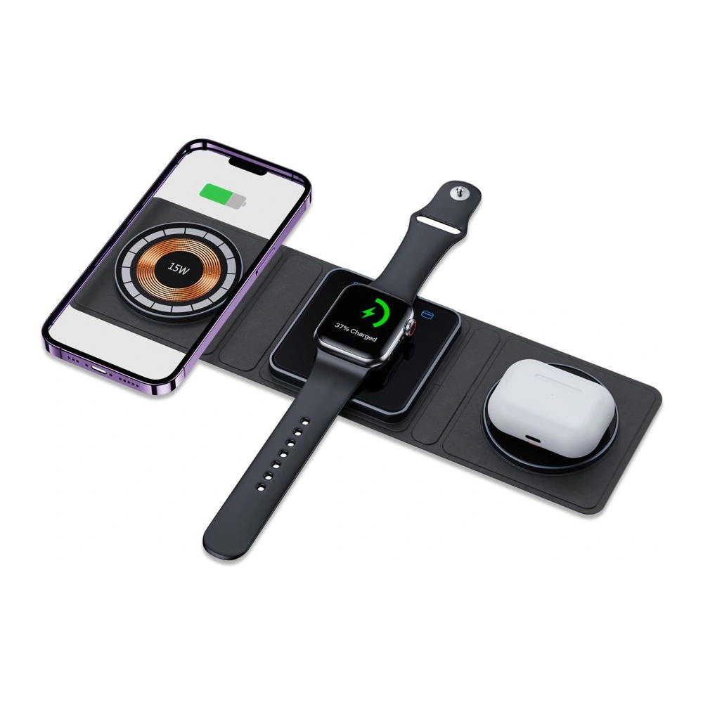 Hurtownia GSM - Indukční nabíječka Tech-Protect QI15W-A31 3w1 Magnetic MagSafe černá - THP2260 - {ean13} - Hurt