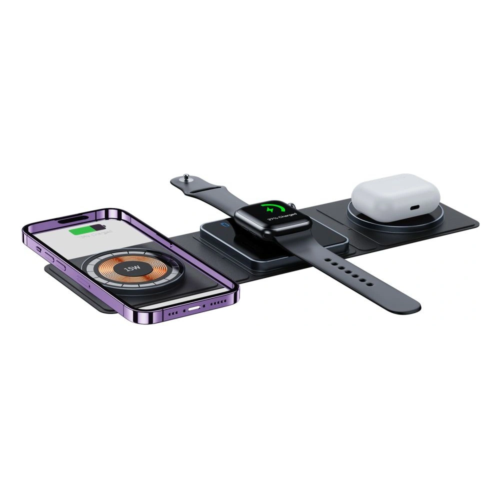 Hurtownia GSM - Indukční nabíječka Tech-Protect QI15W-A31 3w1 Magnetic MagSafe černá - THP2260 - {ean13} - Hurt