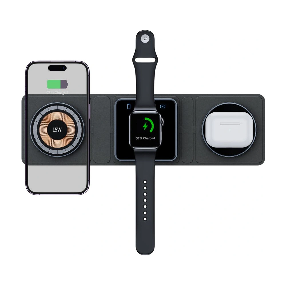 Hurtownia GSM - Indukční nabíječka Tech-Protect QI15W-A31 3w1 Magnetic MagSafe černá - THP2260 - {ean13} - Hurt