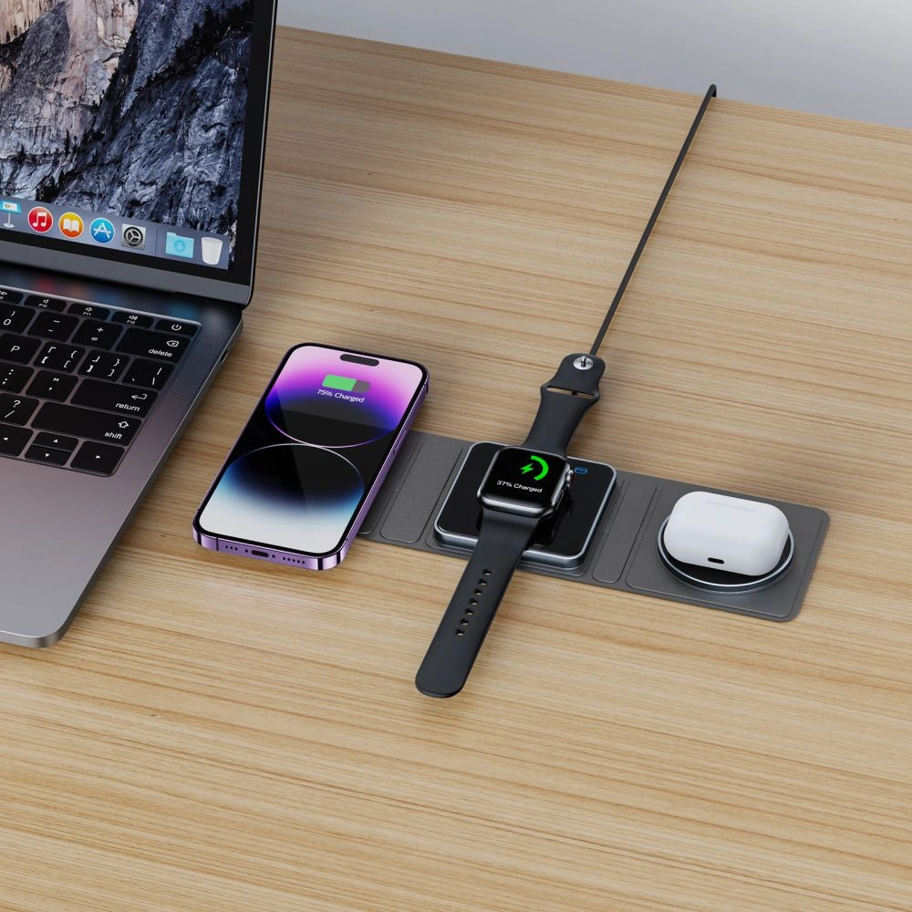 Hurtownia GSM - Induktive Ladegerät Tech-Protect QI15W-A31 3w1 Magnetic MagSafe Schwarz - THP2260 - {ean13} - Hurt