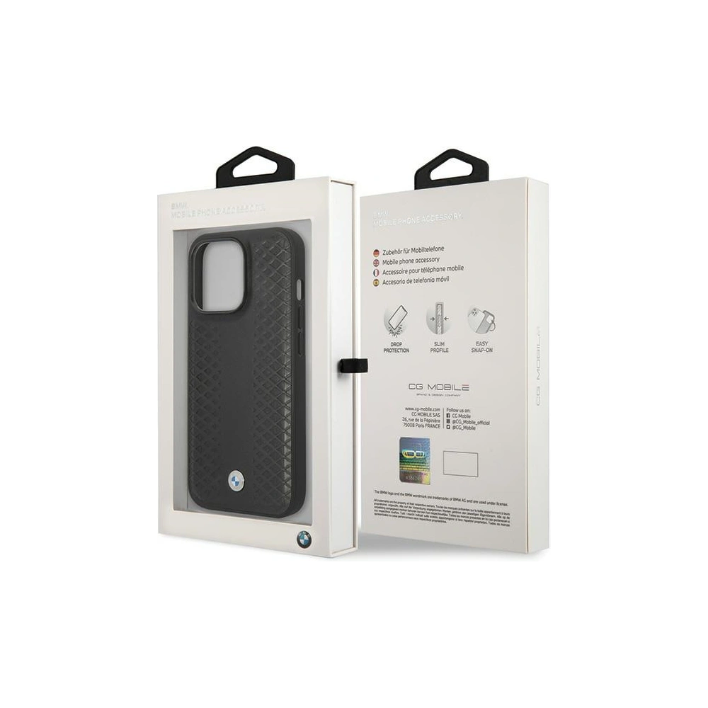 Hurtownia GSM - Case BMW BMHCP14L22RFGK Apple iPhone 14 Pro Leder Diamantmuster schwarz/black - BMW497 - {ean13} - Hurt