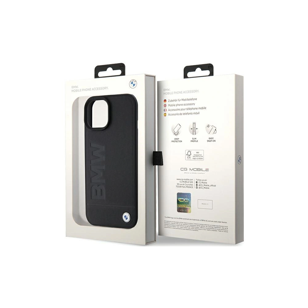 Hurtownia GSM - Etui BMW BMHCP15MSLLBK Apple iPhone 15 Plus / 14 Plus bőrszíj forró bélyegzés fekete/black - BMW501 - {ean13} - Hurt