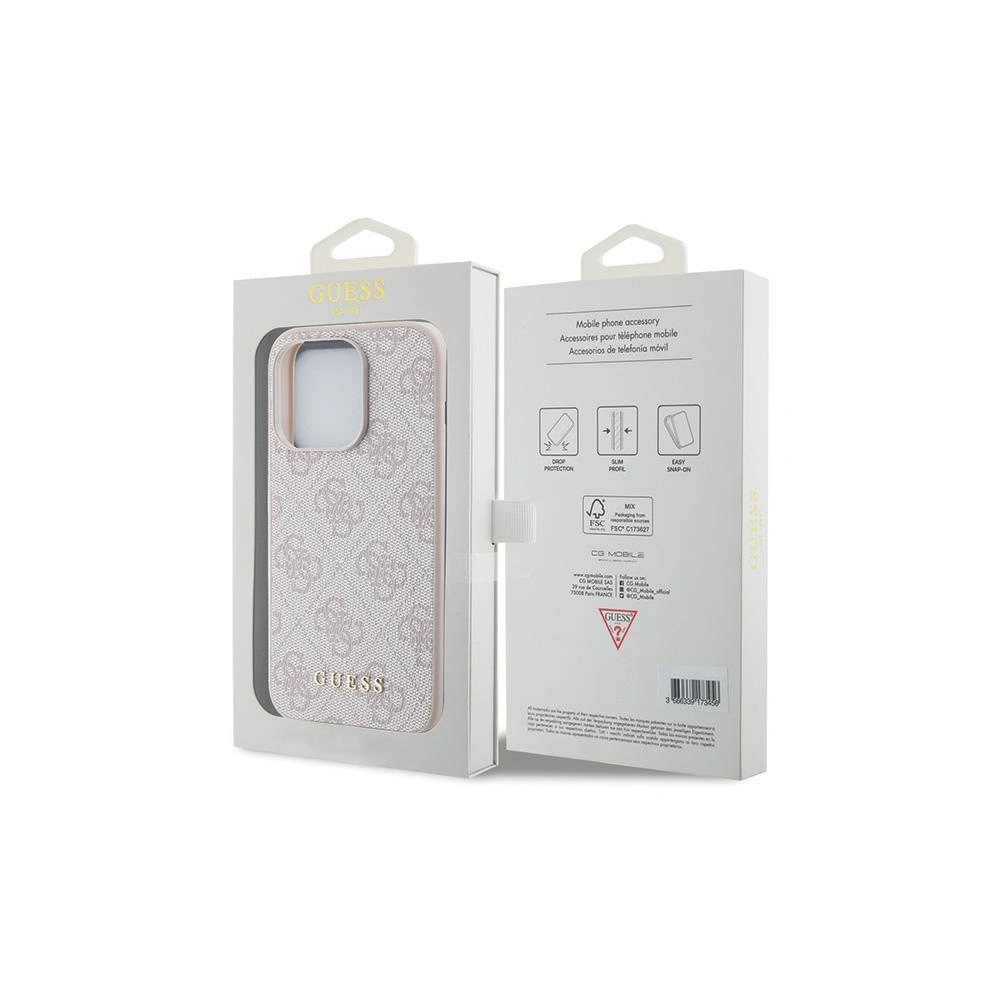 Hurtownia GSM - Etui Guess GUHCP15LG4GFPI Apple iPhone 15 Pro kemény tok 4G Fém Arany Logo rózsaszín/pink - GUE2807 - {ean13} - Hurt