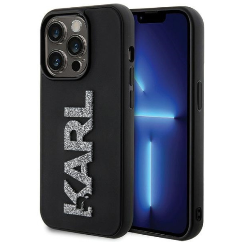 Karl Lagerfeld Distributor - 3666339166618 - KLD1644 - Karl Lagerfeld KLHCP15L3DMBKCK Apple iPhone 15 Pro hardcase 3D Rubber Glitter Logo black - B2B homescreen