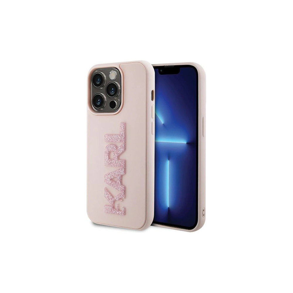 Wholesale Karl Lagerfeld KLHCP15L3DMBKCP Apple iPhone 15 Pro hardcase 3D Rubber Glitter Logo pink - KLD1645 - {ean13} - Hurt
