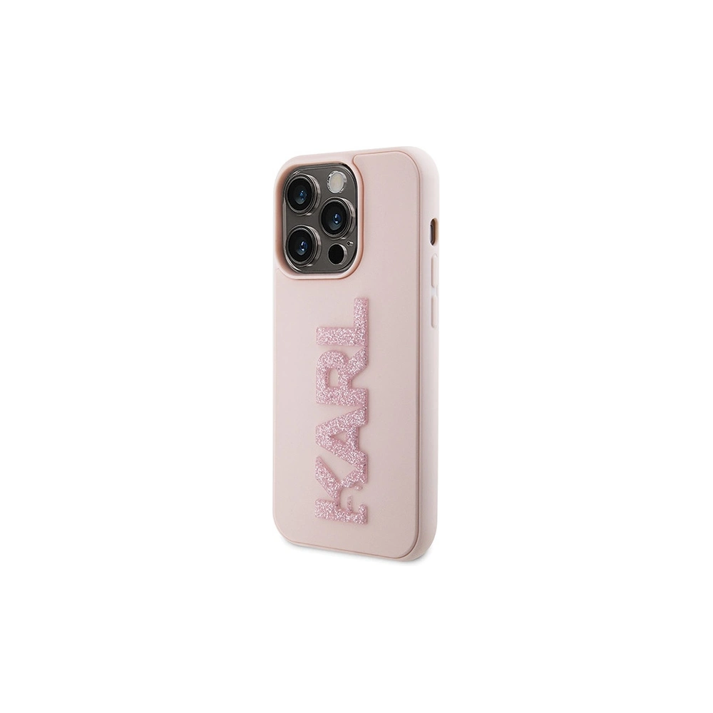 Wholesale Karl Lagerfeld KLHCP15L3DMBKCP Apple iPhone 15 Pro hardcase 3D Rubber Glitter Logo pink - KLD1645 - {ean13} - Hurt