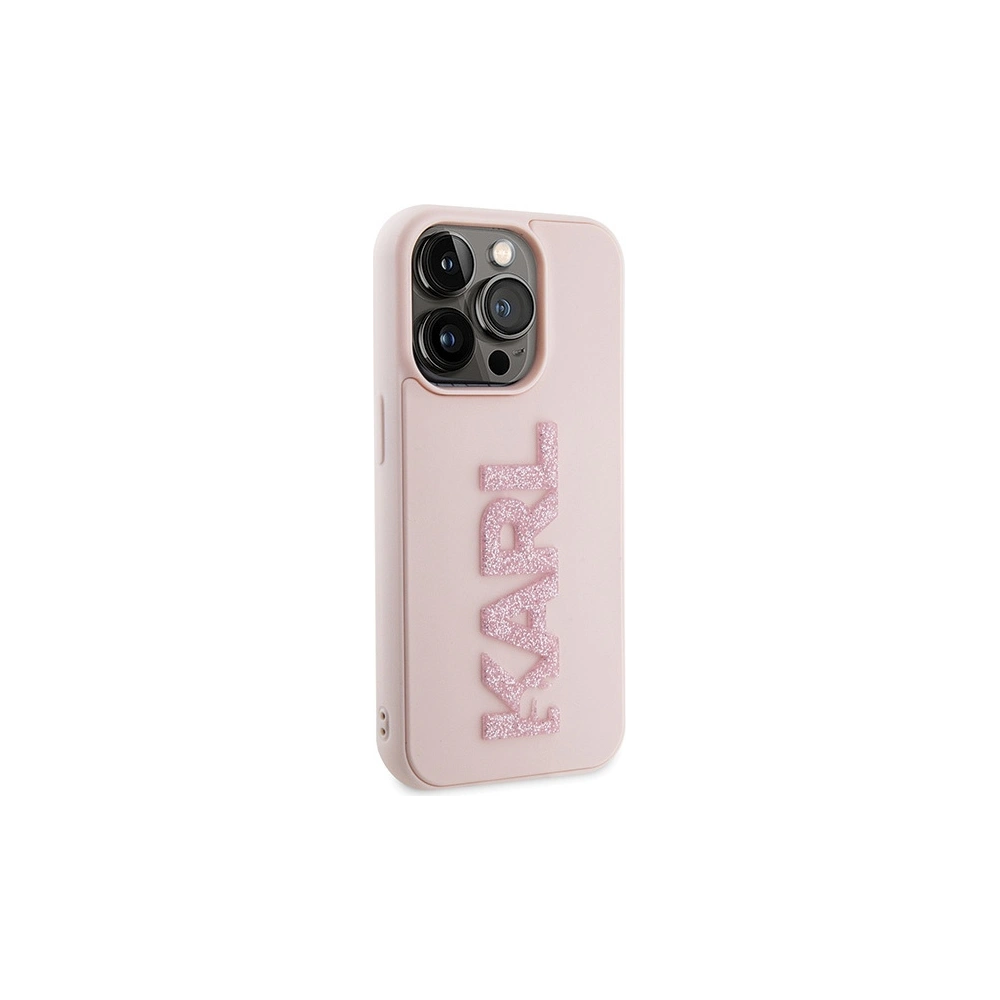 Wholesale Karl Lagerfeld KLHCP15L3DMBKCP Apple iPhone 15 Pro hardcase 3D Rubber Glitter Logo pink - KLD1645 - {ean13} - Hurt