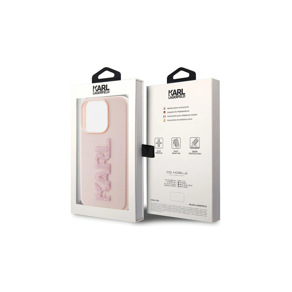 Wholesale Karl Lagerfeld KLHCP15L3DMBKCP Apple iPhone 15 Pro hardcase 3D Rubber Glitter Logo pink - KLD1645 - {ean13} - Hurt