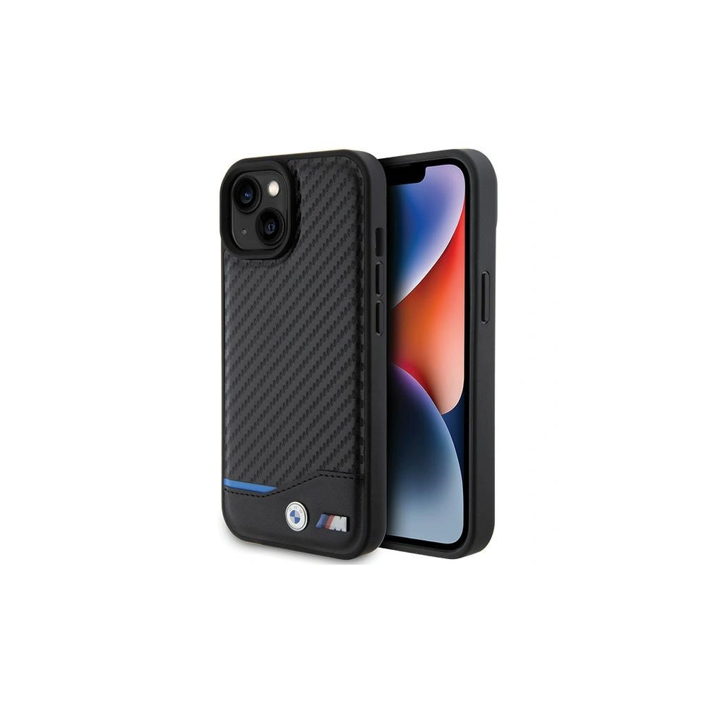 Hurtownia GSM - Etui BMW BMHCP15S22NBCK Apple iPhone 15 Leather Carbon czarny/black - BMW502 - {ean13} - Hurt