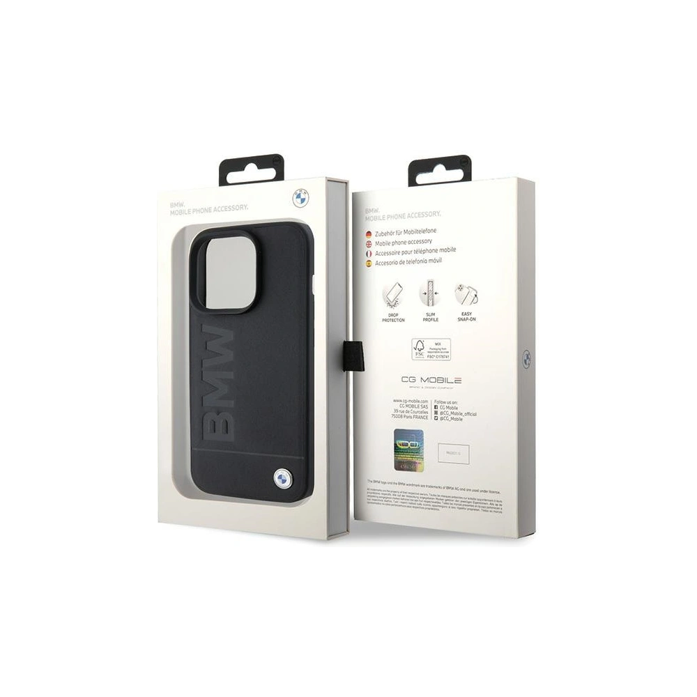 Wholesale BMW BMHMP15LSLLBK Apple iPhone 15 Pro MagSafe Leather Hot Stamp black - BMW506 - {ean13} - Hurt